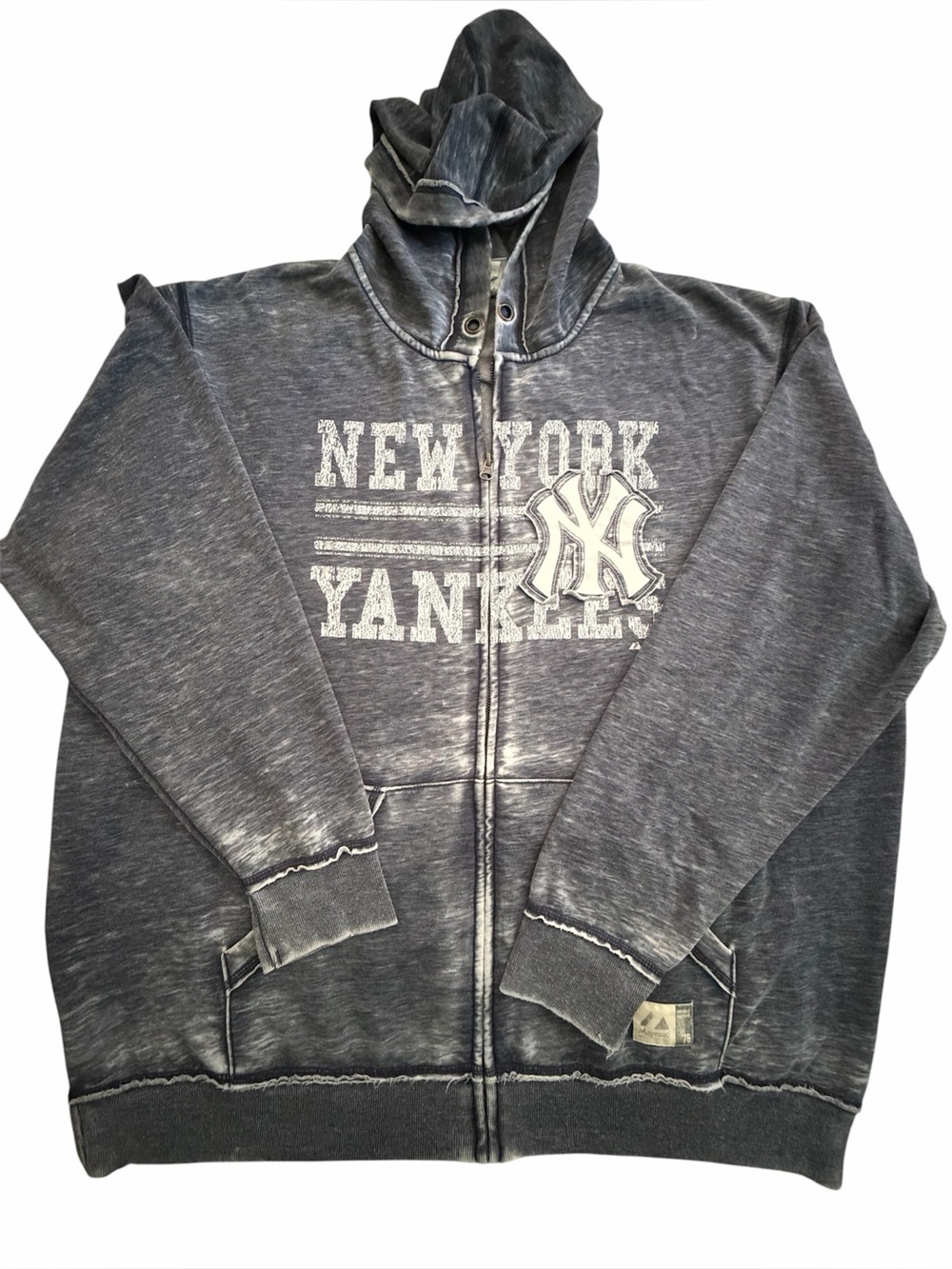 Vintage Majestic NY Yankees Acid Wash Rare Retro Tie Dye Distressed Hoodie